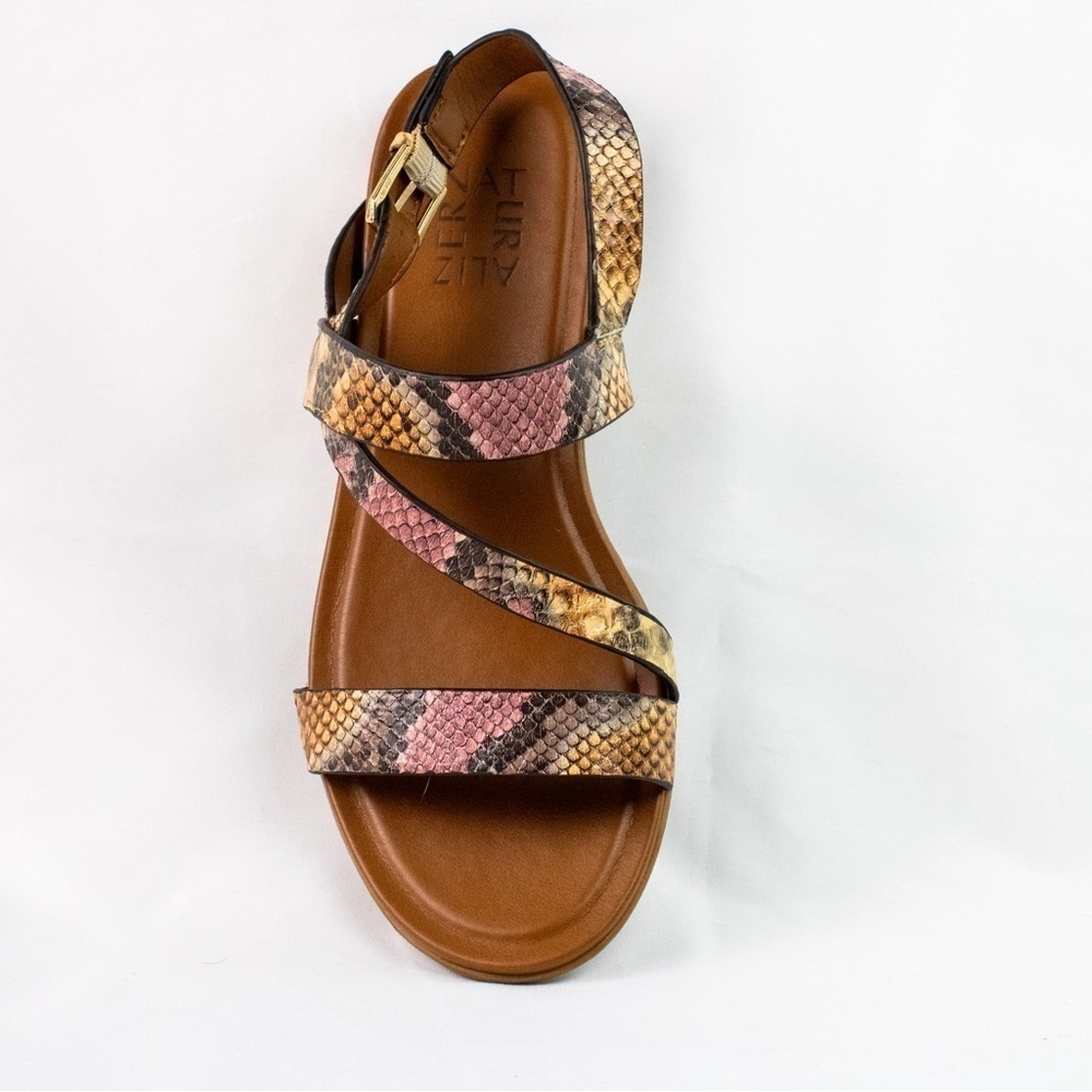 Naturalizer Multi Snake Leather Strap Open Toe Flat Slingback Women Sandals Sz 7 - Picture 7 of 9